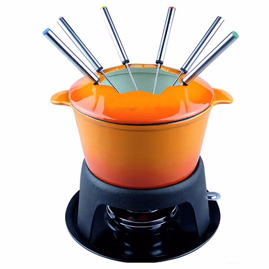 2qt Emaille-Antihaft-Gusseisen-Schokoladenfondue-Käsefondue mit Griff und hoher Kapazität