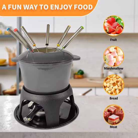 7-Zoll-Fabrik-Käse-/Schokoladentopf aus Gusseisen, emailliert, für Fondue